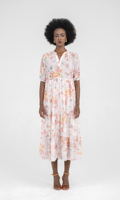 Sixdo SIXDO Floral Woven Midi Dress